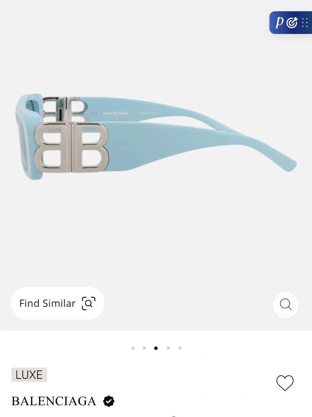 Balenciaga Powder Blue BB Logo Rectangular Sunglasses